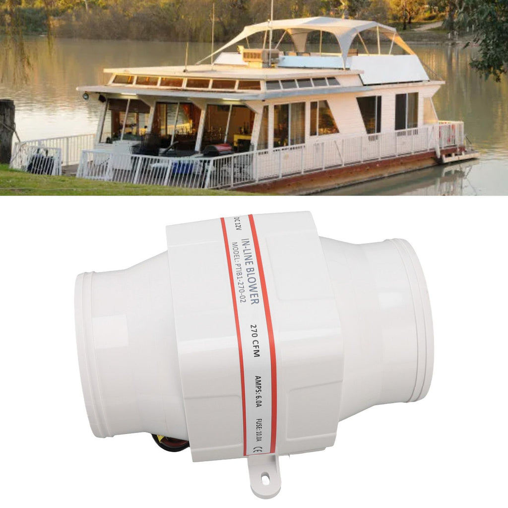 12v Electric In Line Blower ABS Shell Marine Boat in Line Bilge Air Blower Marine Cabin Engine Ventilation Blower Fan 4 Inch