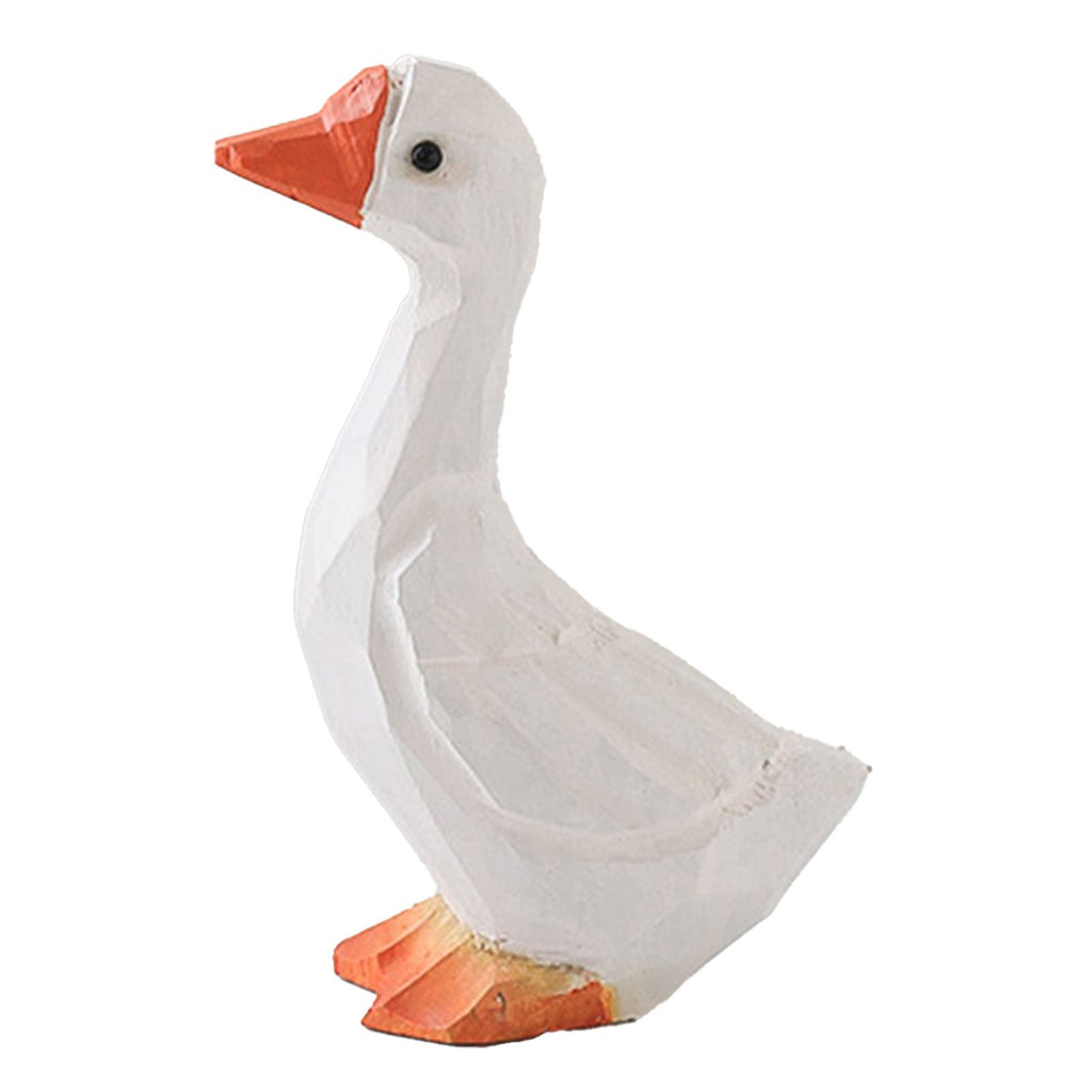 White Duck Ornaments Gypsum Lifelike Duck Figurine Decoration for Home Shooting Props