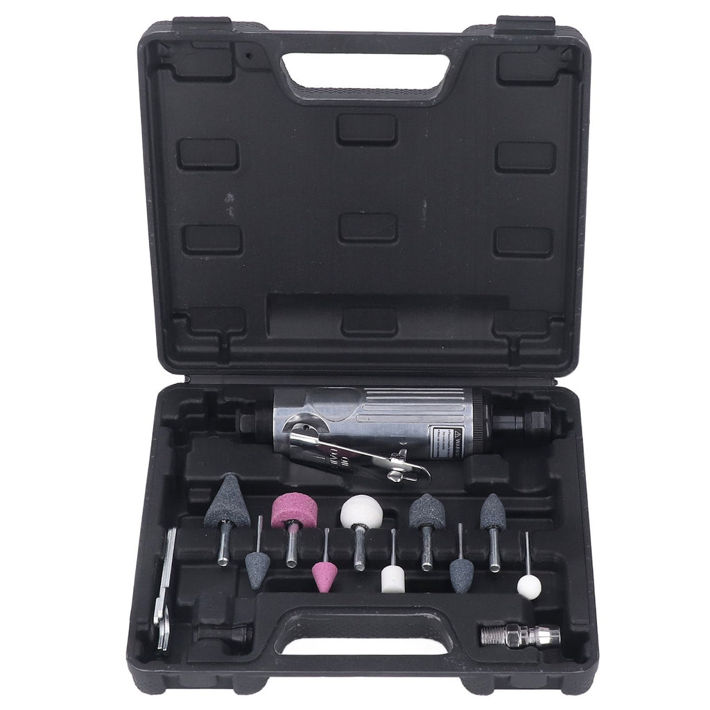 1/4in Air Die Grinder Kit Portable Pneumatic Polishing Grinding Machine Straight Handle 22000RPM