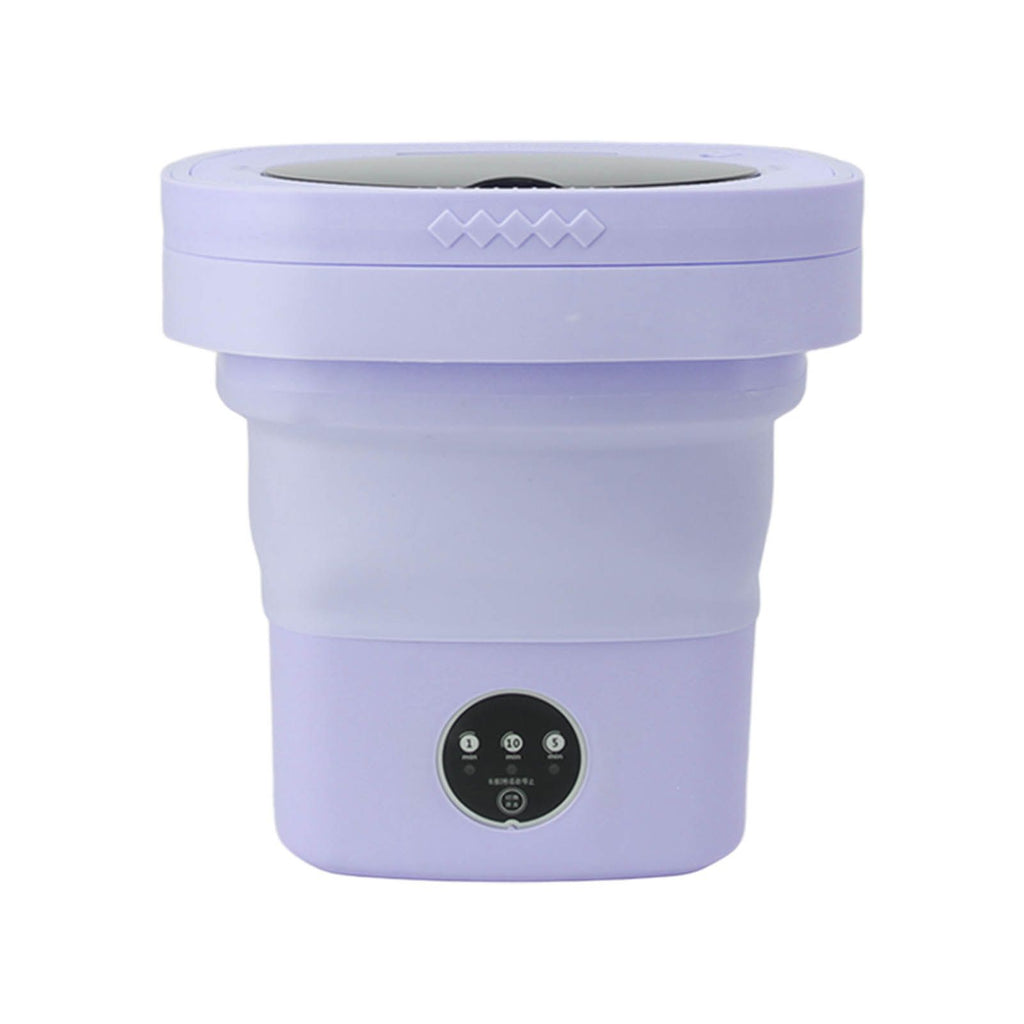 6.5L Washing Machine Folding Portable Automatic Deep Cleaning Wash and Spin Dry Washer with Water Tube 100‑240V Purple AU Plug