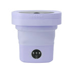 6.5L Washing Machine Folding Portable Automatic Deep Cleaning Wash and Spin Dry Washer with Water Tube 100‑240V Purple AU Plug
