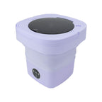 6.5L Washing Machine Folding Portable Automatic Deep Cleaning Wash and Spin Dry Washer with Water Tube 100‑240V Purple AU Plug