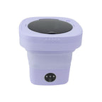 6.5L Washing Machine Folding Portable Automatic Deep Cleaning Wash and Spin Dry Washer with Water Tube 100‑240V Purple AU Plug