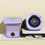 6.5L Washing Machine Folding Portable Automatic Deep Cleaning Wash and Spin Dry Washer with Water Tube 100‑240V Purple AU Plug