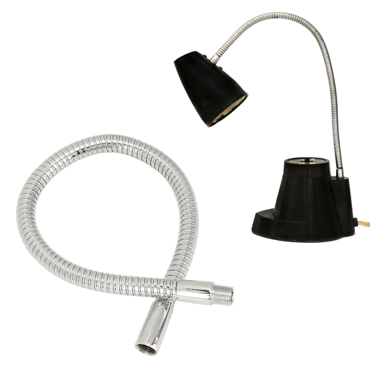 4 Pcs LED Gooseneck Lamp Hose Table Lamp Lights Accessories LED Hose Metal Pipe Chrome 35cm