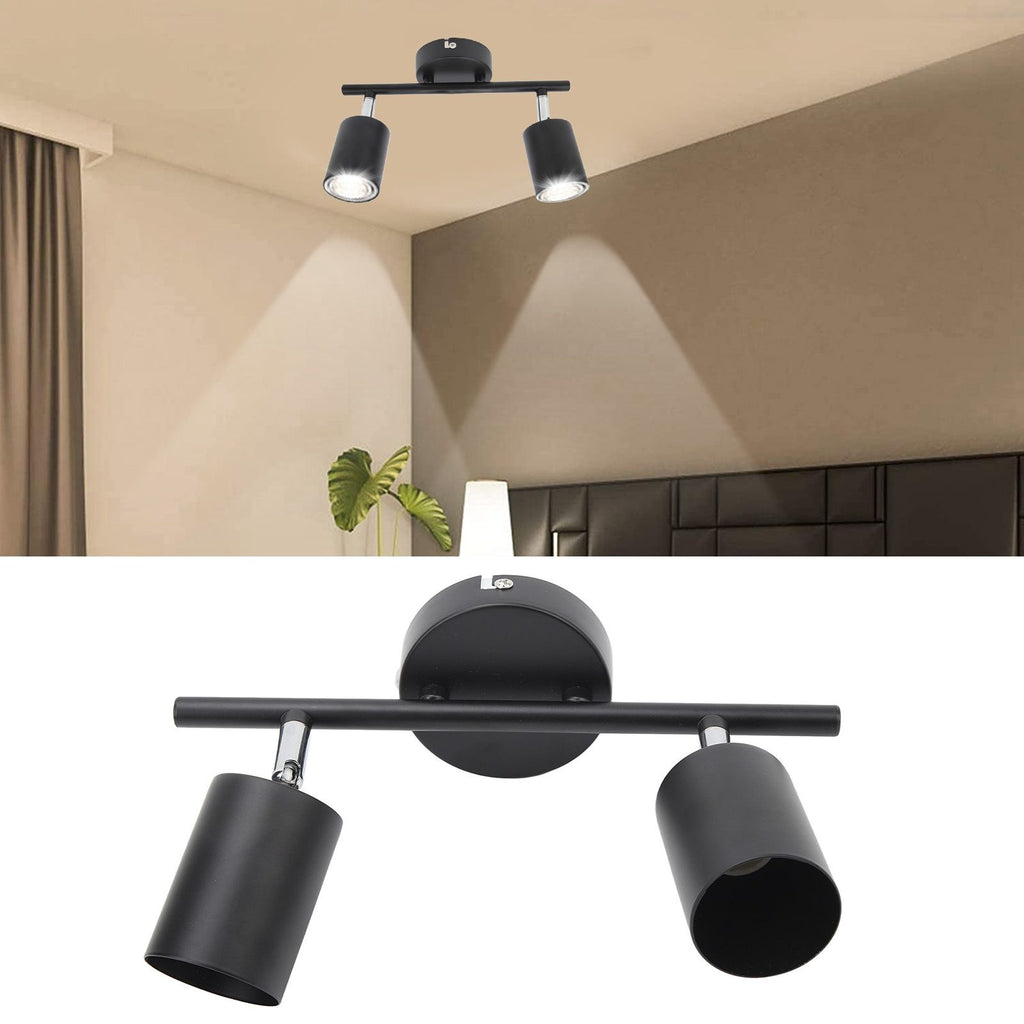 LED Track Light Kit 2 Heads 10.8in Track 90 Degrees Rotatable 2 Light Track Lighting Kit for GU10 Bulb Ceiling