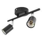 Flush Mount Ceiling Track Light Holder 2 Light Rotating Adjustable Lampholder for E27 Bulb LED Bulbs