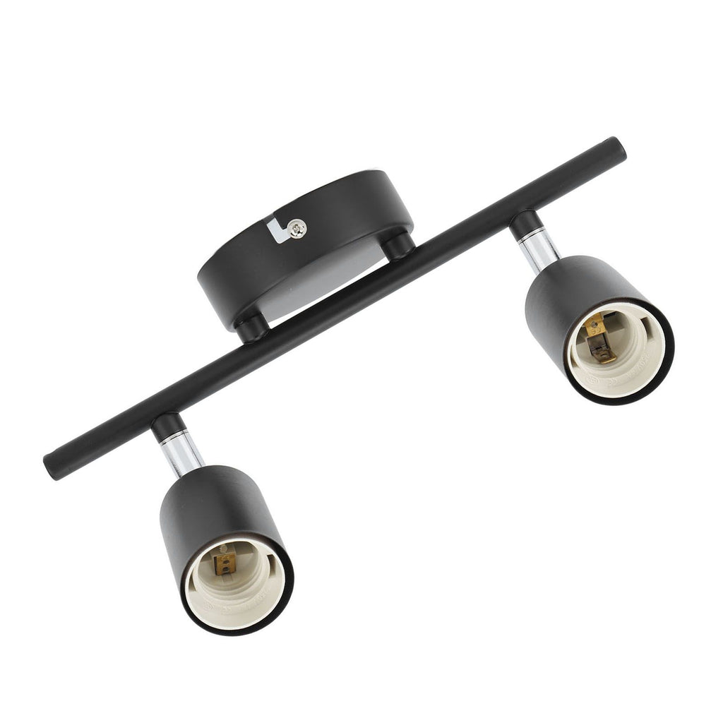 Flush Mount Ceiling Track Light Holder 2 Light Rotating Adjustable Lampholder for E27 Bulb LED Bulbs