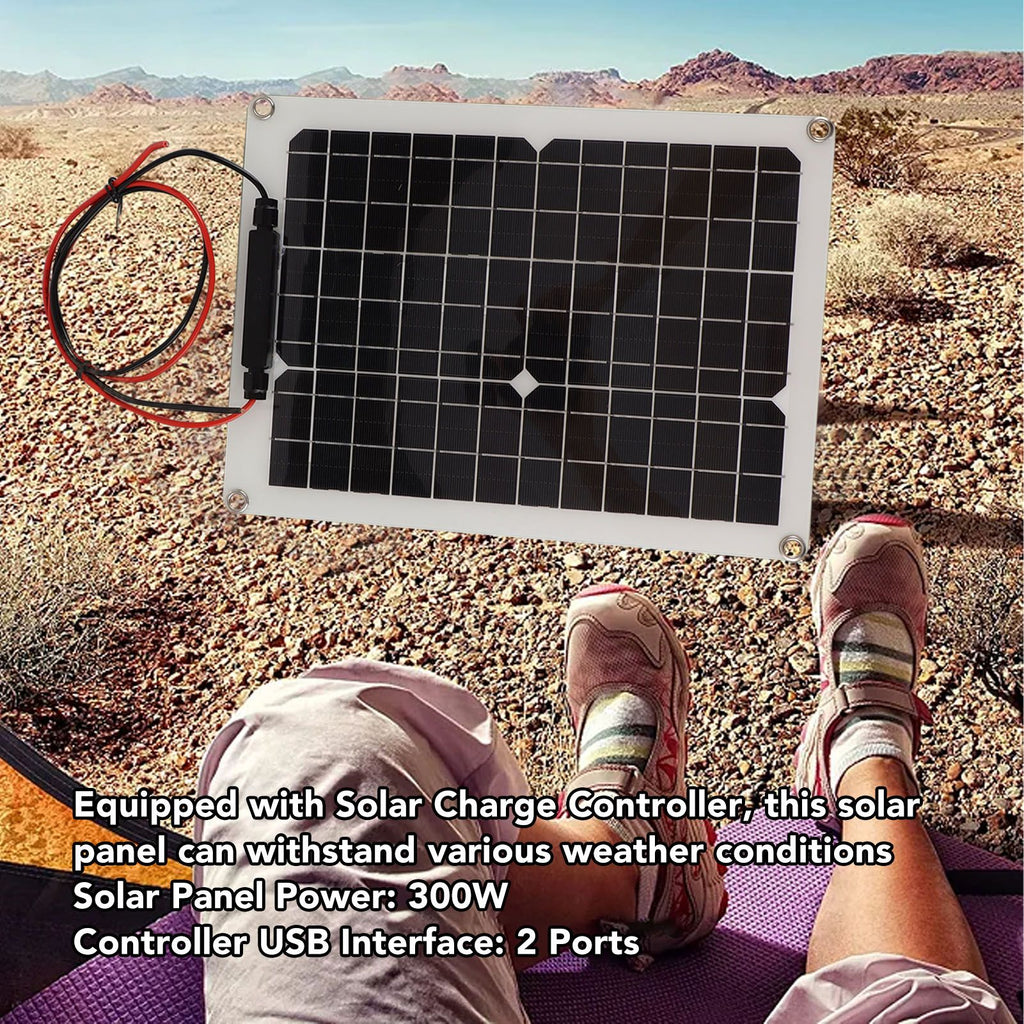 Solar Panel Kit 300w Solar Panel Solar Charge Controller High Efficiency Solar Panel 2 USB Output For Outdoor Camping RV Boat