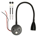LED Wall Mounted Reading Light Touch Control 3 Color Temperature Dimmable Bedside Reading Lamp with Gooseneck Hose for RV Boat Motorhome DC 12 to 24V Black