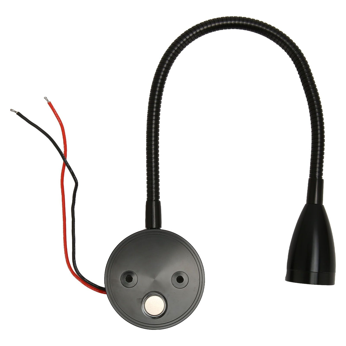 LED Wall Mounted Reading Light Touch Control 3 Color Temperature Dimmable Bedside Reading Lamp with Gooseneck Hose for RV Boat Motorhome DC 12 to 24V Black
