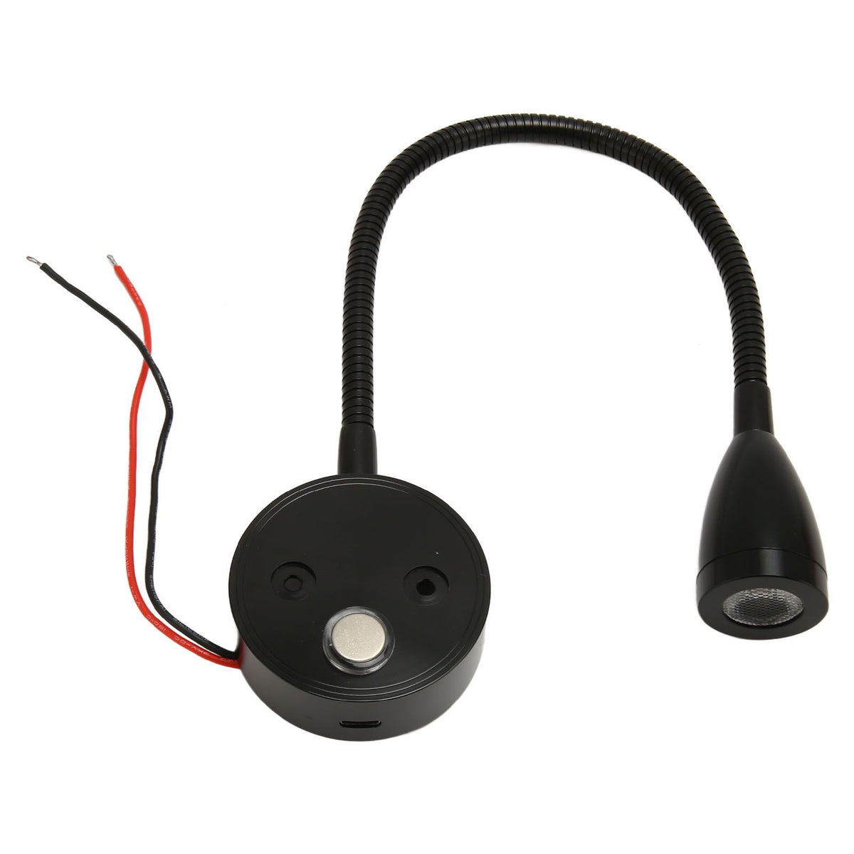 LED Wall Mounted Reading Light Touch Control 3 Color Temperature Dimmable Bedside Reading Lamp with Gooseneck Hose for RV Boat Motorhome DC 12 to 24V Black