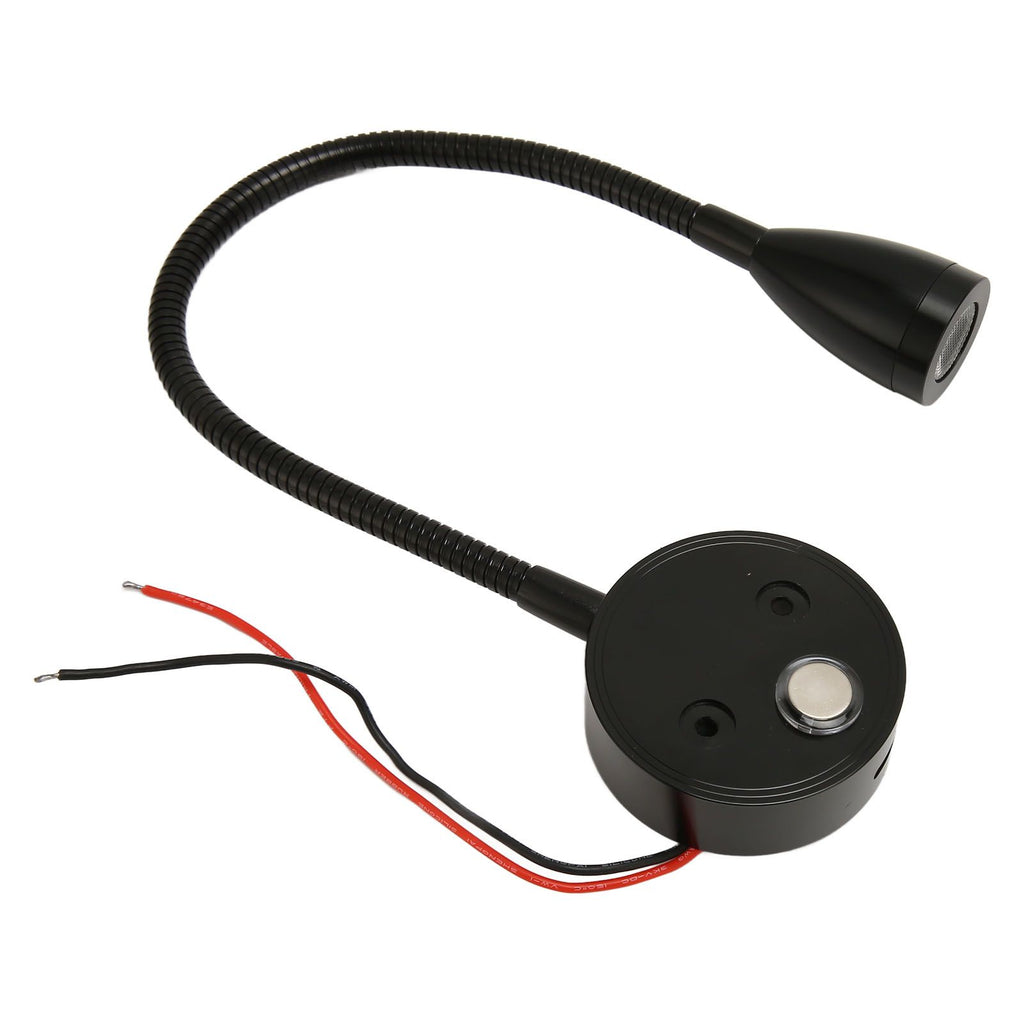 LED Wall Mounted Reading Light Touch Control 3 Color Temperature Dimmable Bedside Reading Lamp with Gooseneck Hose for RV Boat Motorhome DC 12 to 24V Black