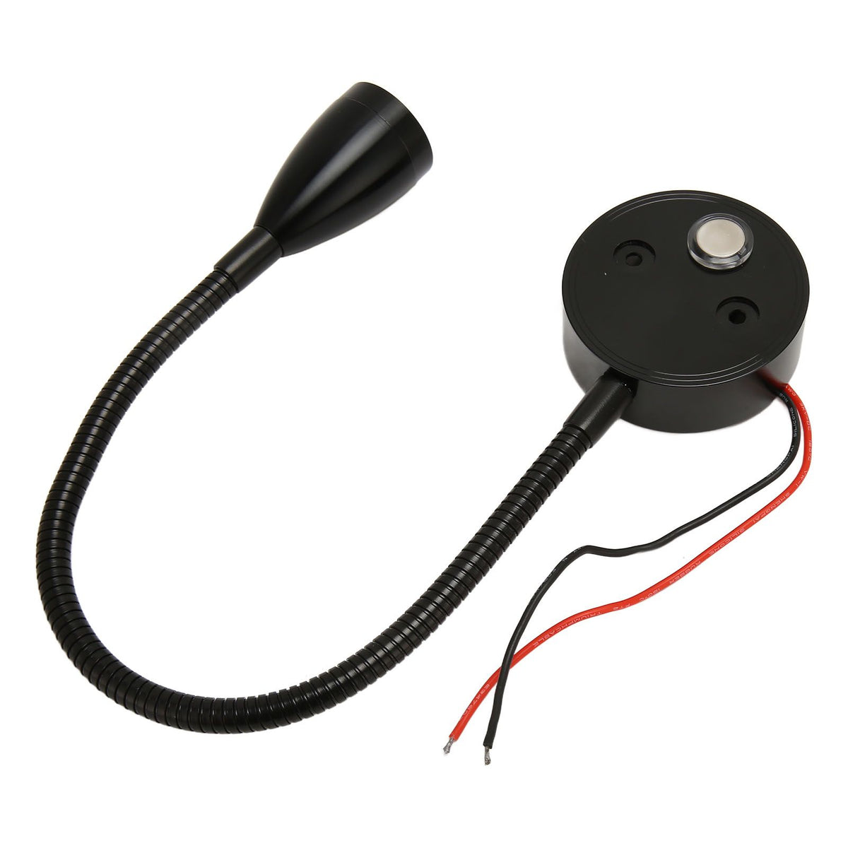 LED Wall Mounted Reading Light Touch Control 3 Color Temperature Dimmable Bedside Reading Lamp with Gooseneck Hose for RV Boat Motorhome DC 12 to 24V Black
