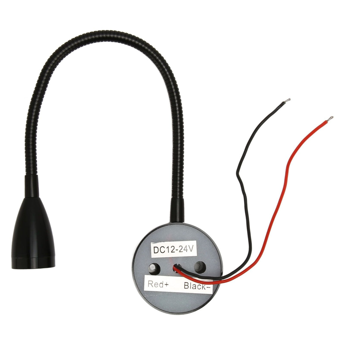 LED Wall Mounted Reading Light Touch Control 3 Color Temperature Dimmable Bedside Reading Lamp with Gooseneck Hose for RV Boat Motorhome DC 12 to 24V Black