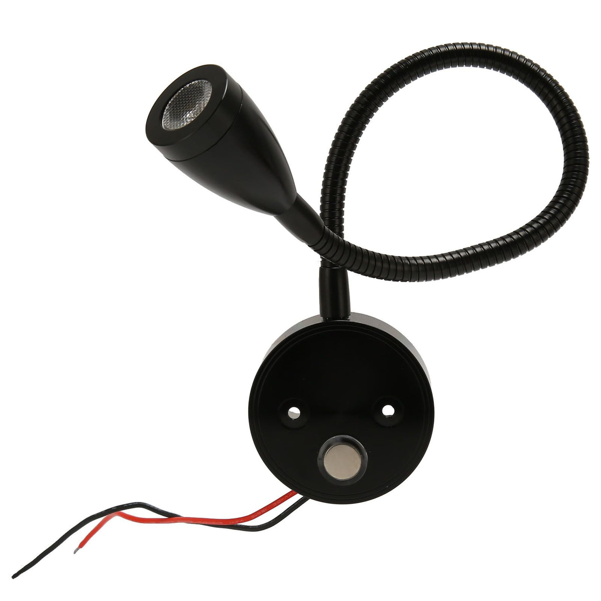 LED Wall Mounted Reading Light Touch Control 3 Color Temperature Dimmable Bedside Reading Lamp with Gooseneck Hose for RV Boat Motorhome DC 12 to 24V Black