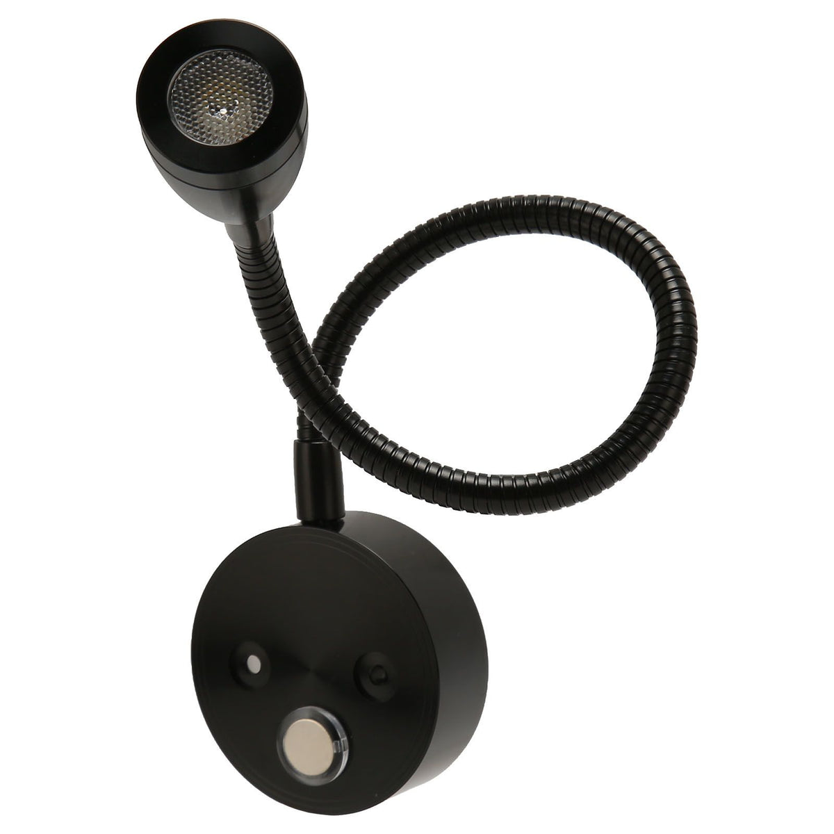 LED Wall Mounted Reading Light Touch Control 3 Color Temperature Dimmable Bedside Reading Lamp with Gooseneck Hose for RV Boat Motorhome DC 12 to 24V Black