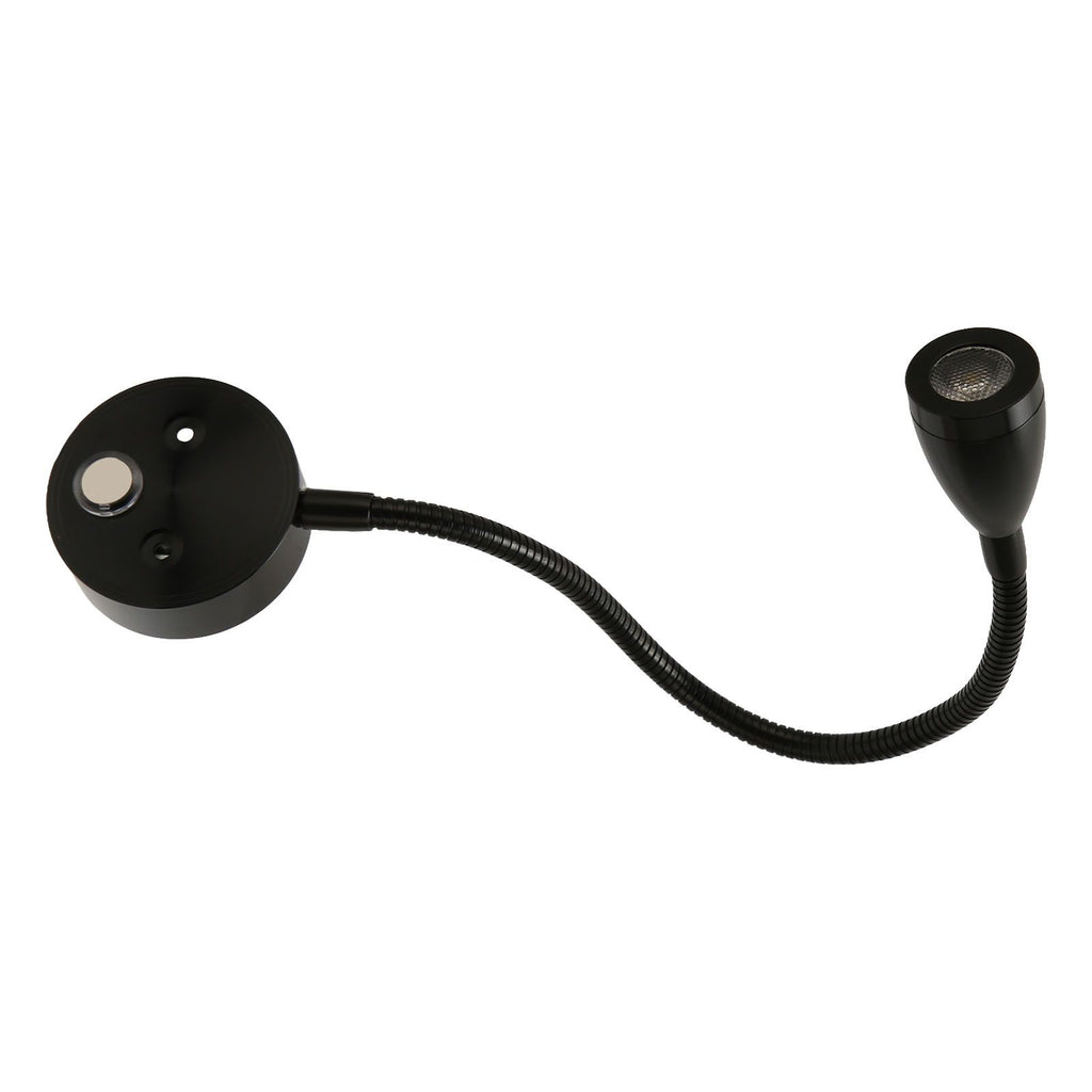 LED Wall Mounted Reading Light Touch Control 3 Color Temperature Dimmable Bedside Reading Lamp with Gooseneck Hose for RV Boat Motorhome DC 12 to 24V Black