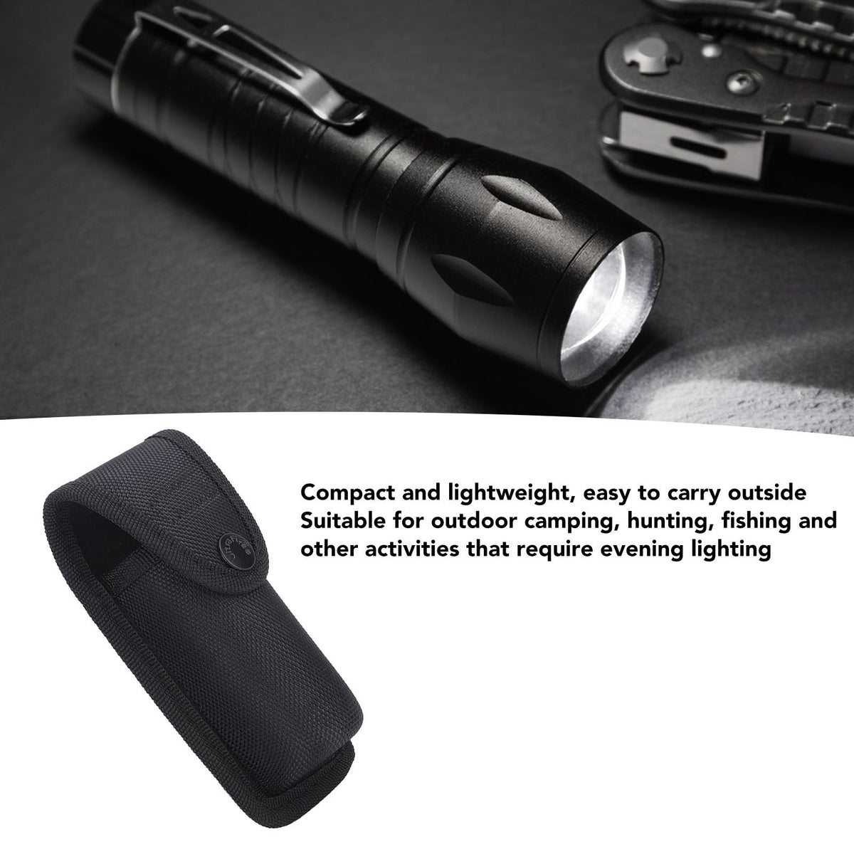 Flashlight Pouch Holder Nylon Portable Torch Flashlight Carry Case for Outdoor Camping Hunting Lighting