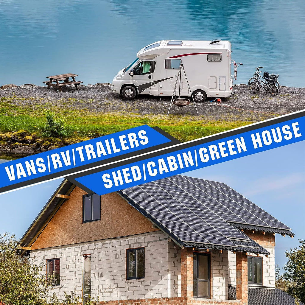 100W Solar Panel Kit IP67 Waterproof with DC 12V 24V 20A Controller Portable Solar Panel for RV Camper Vehicle Caravan