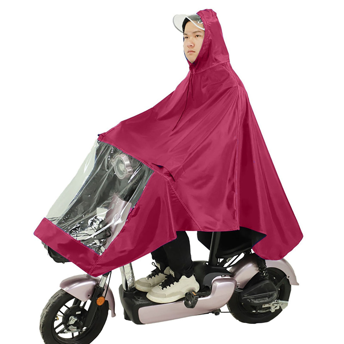 Motorcycle Rain Poncho Rainstorm Protection Unisex Single Oxford Cloth Motorcycle Adult Raincoat for Electric Bike Jujube Red