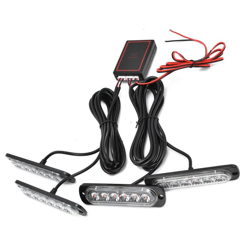 Car 4x6LED Sync Red Blue Strobe Flash Light LED Emergency Warning Lamp 12V with Remote Control
