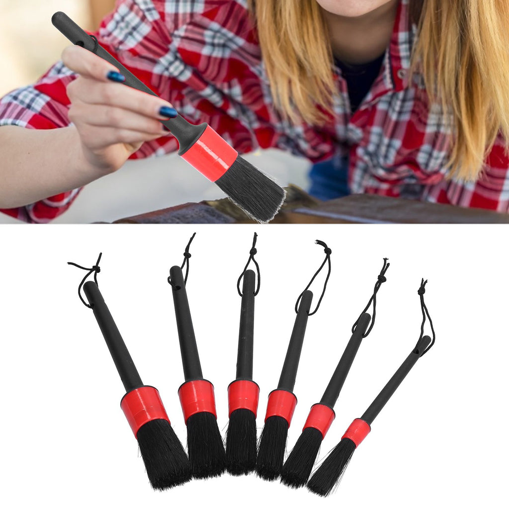 6Pcs Car Detailing Brushes Cleaning Brush Set for Wheels Tire Interior Exterior Air Vents Cleaning Tools Kit