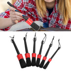 6Pcs Car Detailing Brushes Cleaning Brush Set for Wheels Tire Interior Exterior Air Vents Cleaning Tools Kit