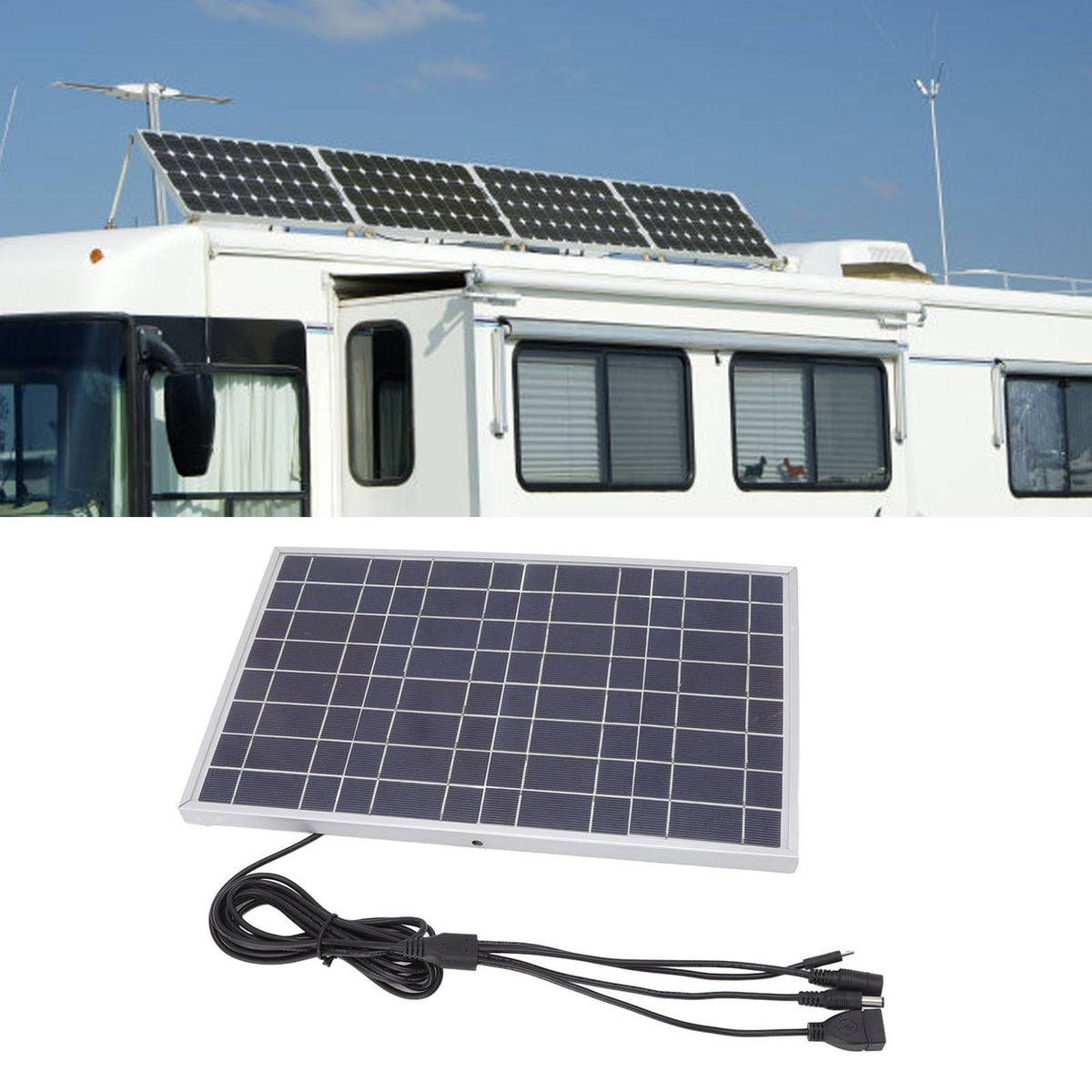 8V 15W Solar Panel High Efficiency Solar Charging Panel Outdoor Battery Charger for Household Car Boat
