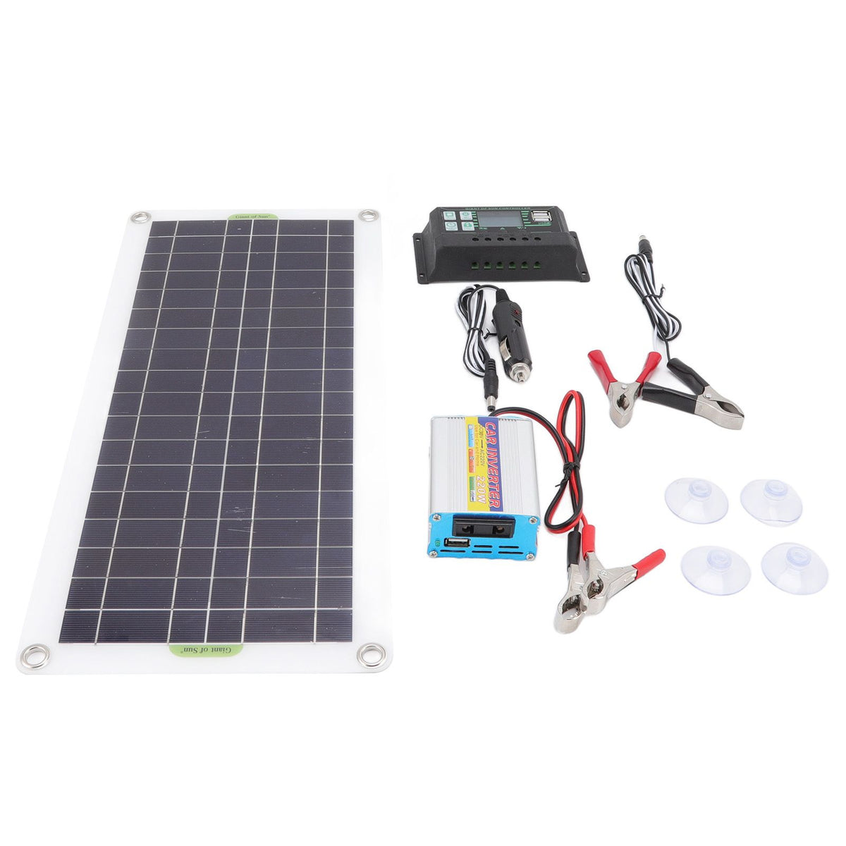 12V to 220V 30W Solar Charging Panel 220W Solar Inverter Battery Charger Kit for Camping Hiking 30A