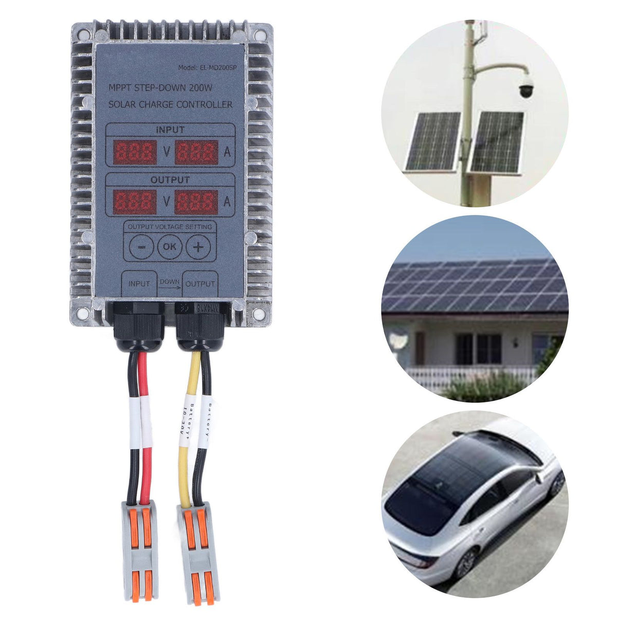 Solar Charge Controller MPPT Buck Charging 10‑30V Adjustable Control for Battery 200W