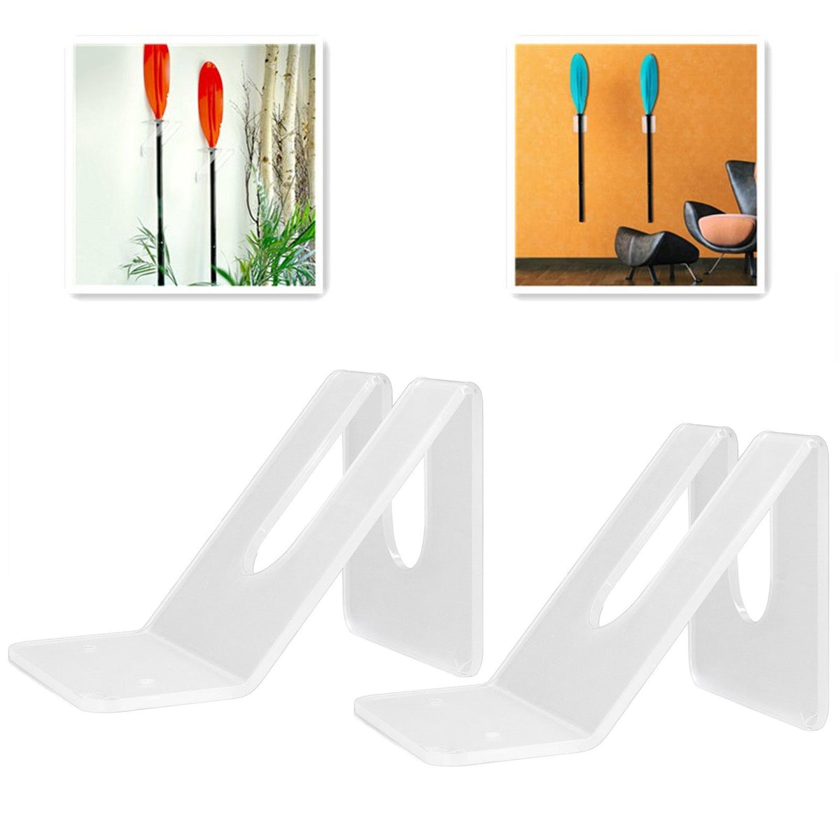 2Pcs Kayak Paddle Storage Rack Wall Mounted Save Space Easy to Install Stable Boat Paddle Wall Mount Rack for Stadium