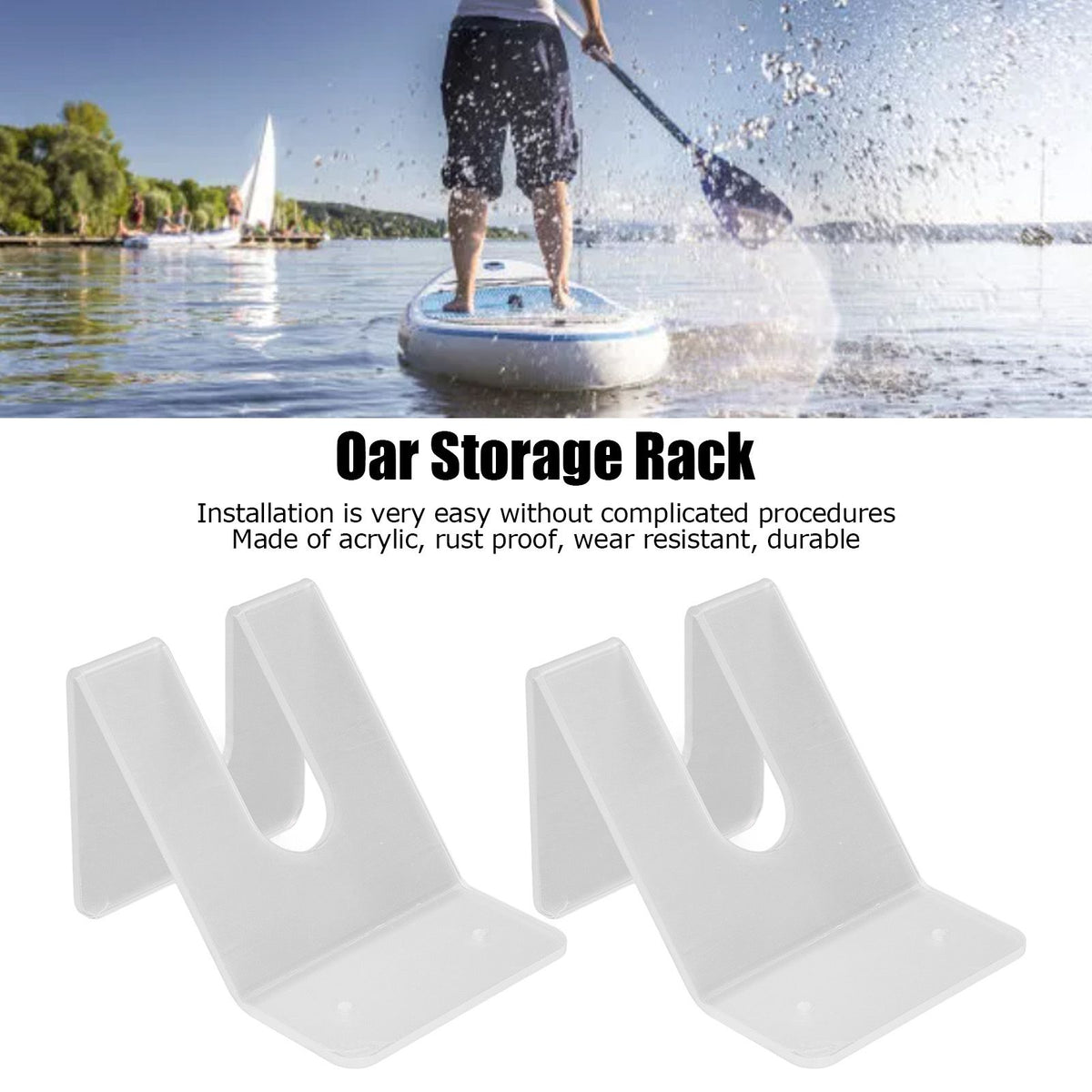 2Pcs Kayak Paddle Storage Rack Wall Mounted Save Space Easy to Install Stable Boat Paddle Wall Mount Rack for Stadium