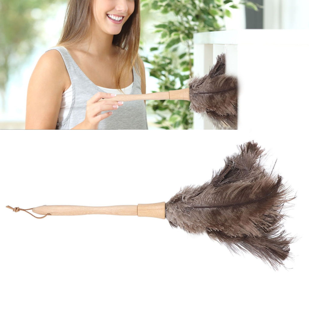 Feather Duster Light Weight Soft Long Handle Reusable Black Ostrich Feather Duster for Home Office Car