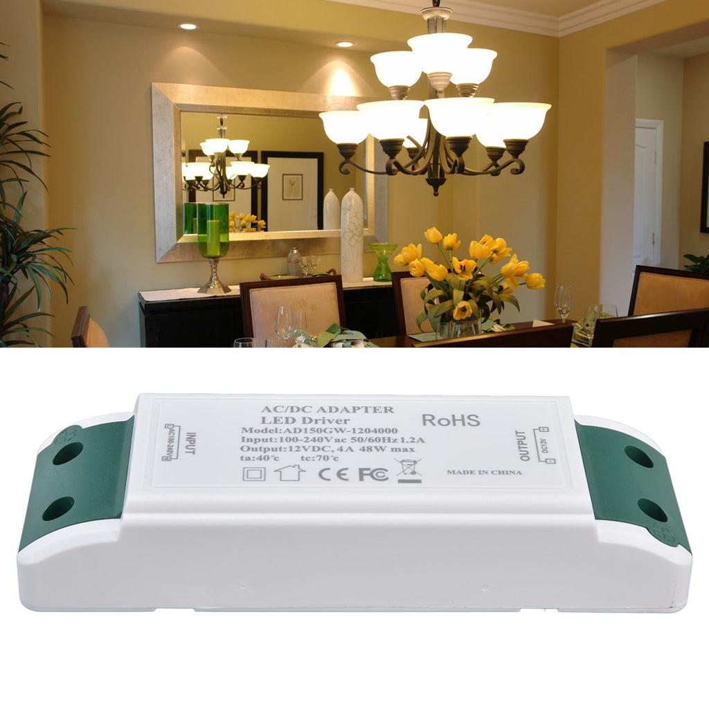 LED Power Driver 12V DC 48W 4A Constant Current Voltage Adapter 12V LED Power Transformer AC100‑240V