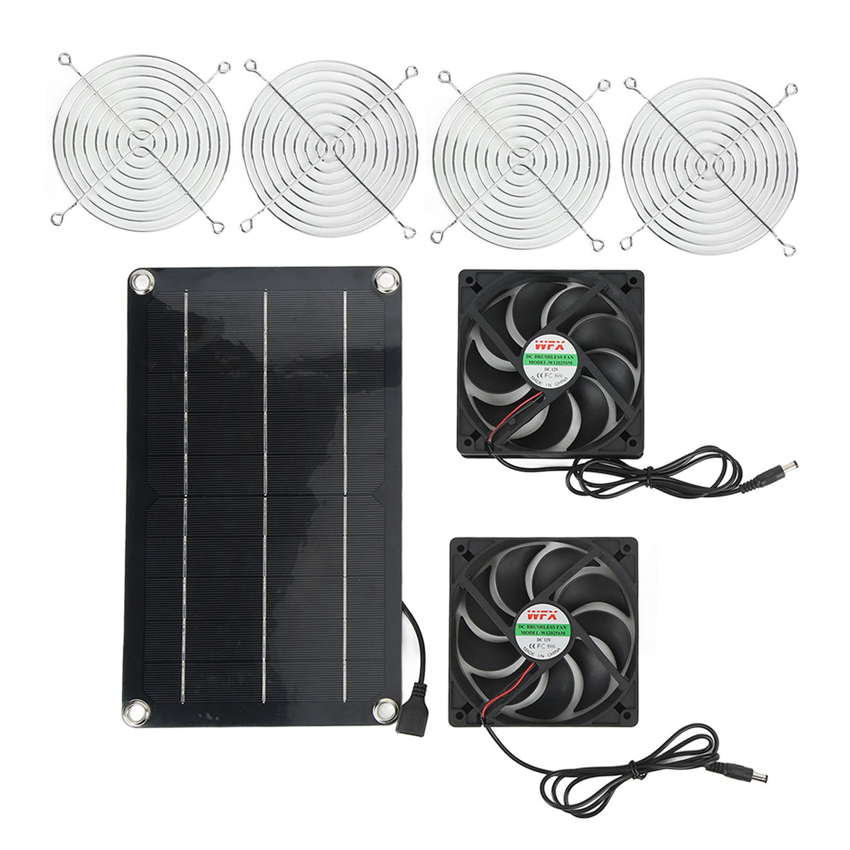 Solar Fan Portable Safe Environment Friendly Dual Exhaust Fan with Solar Panel for Pet House DC 12V