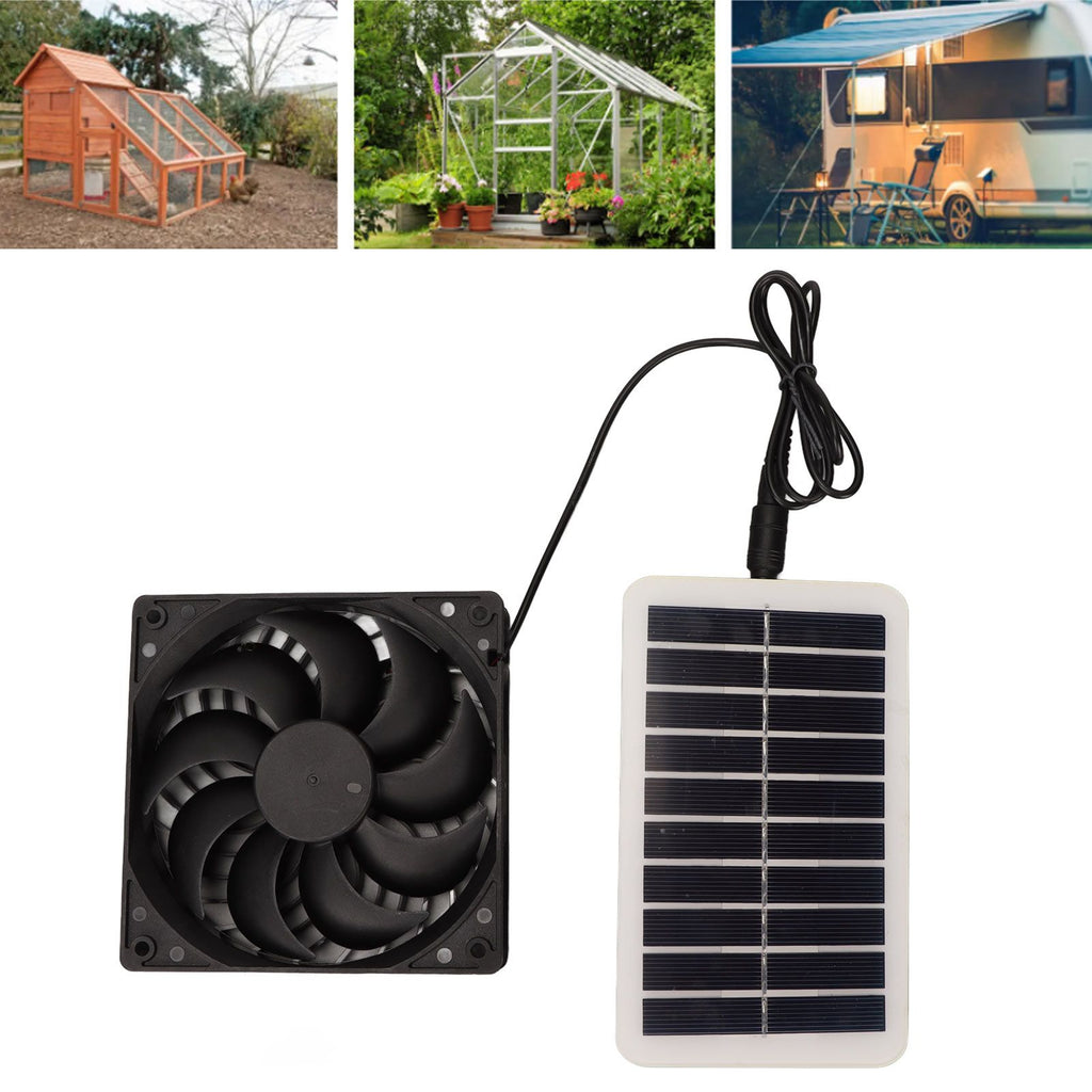 Solar Power Panel Exhaust Fan 15W Energy Saving Odor Removal Portable Solar Powered Air Extractor for Pet Houses RVs