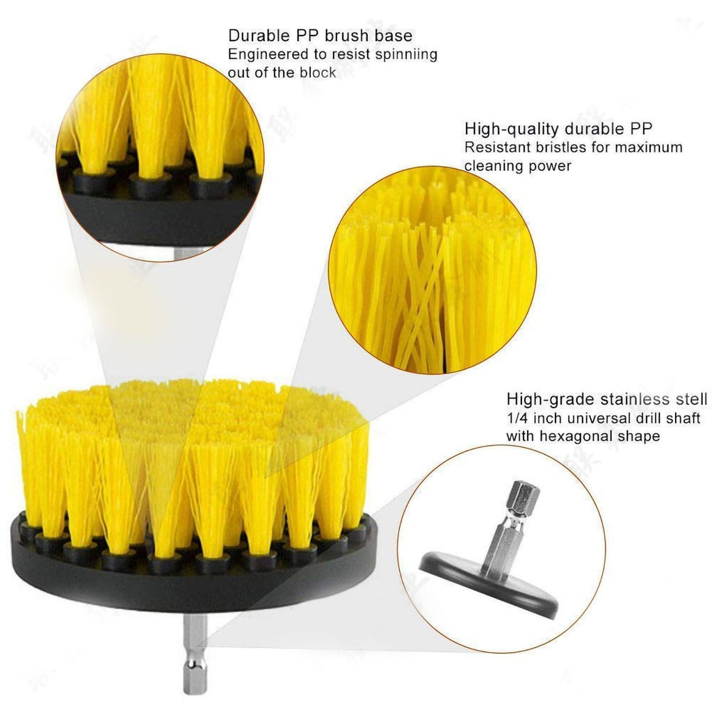 Electric Drill Brush Head Labor Saving Efficient Drill Brush Attachment Set for Kitchen Bathroom Yellow 4 Piece Set