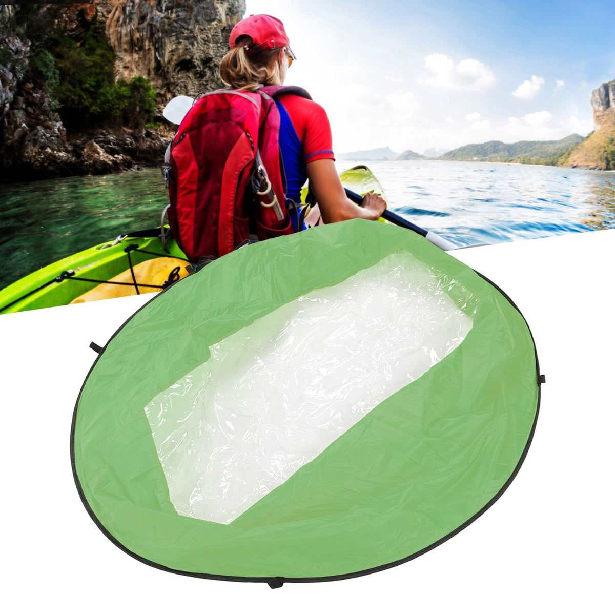 Foldable Kayak Boat Wind Sail EVA Reduced UV Radiation Portable Downwind Wind Paddle Sail for Outdoor Sport Green