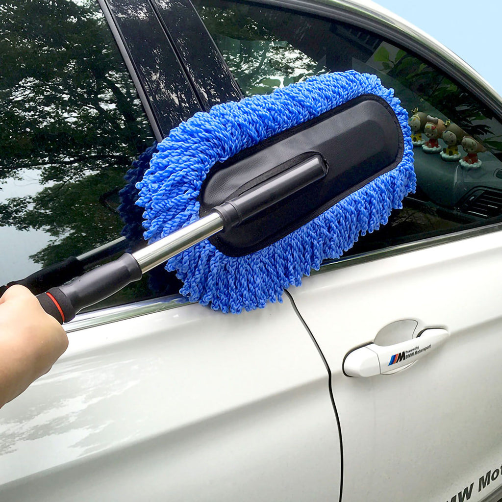 Car Wash Brush Microfiber Soft Scratch Free Multipurpose Cleaning Mop Duster for Car Maintenance Blue, Retractable