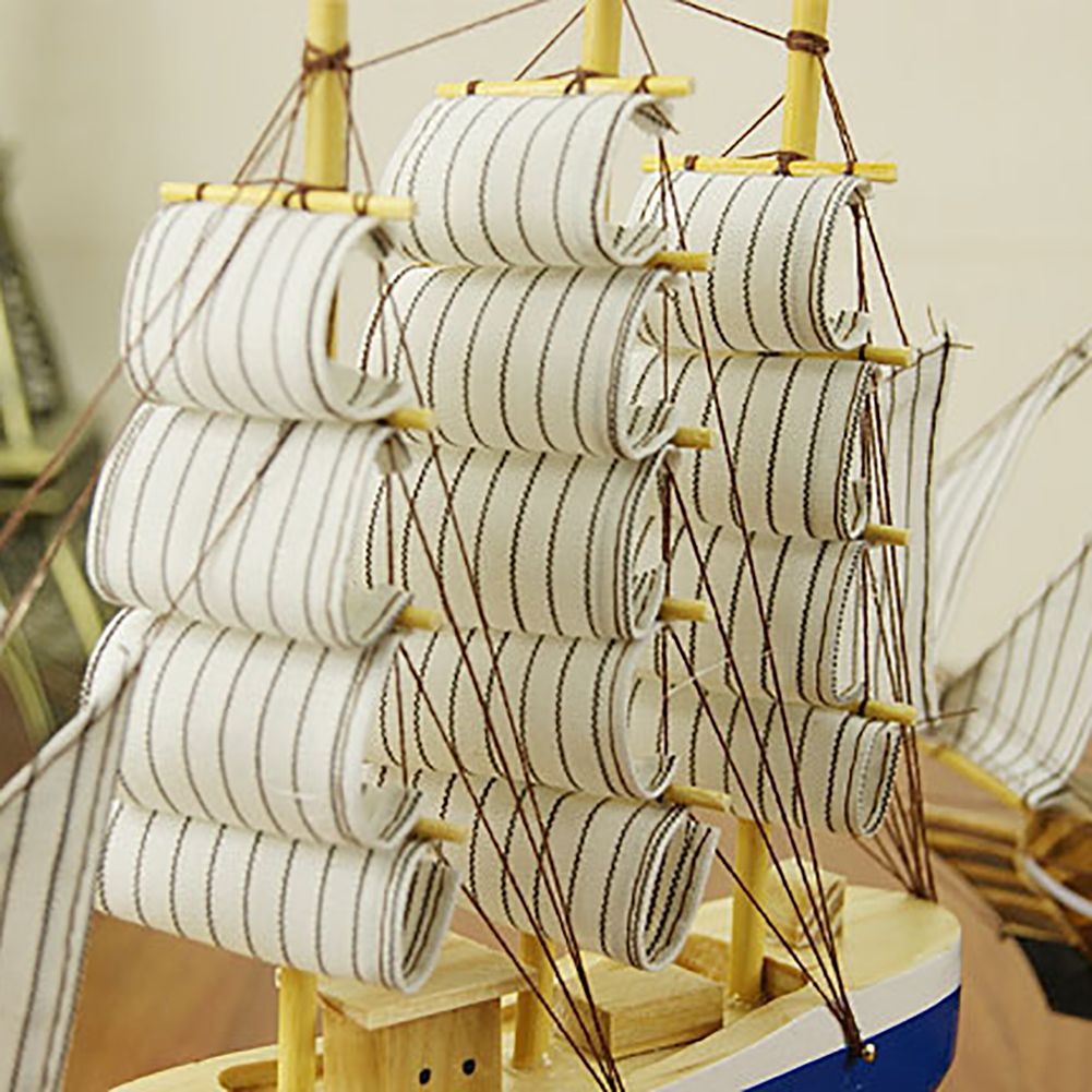 24CM Wooden Sailboat Model Nautical Decoration Theme Gift Home Office