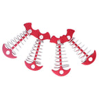 4pcs Fishbone Tent Nails Aluminum Alloy Stainless Steel Extended Plank Floor Canopy Stakes with Spring Red