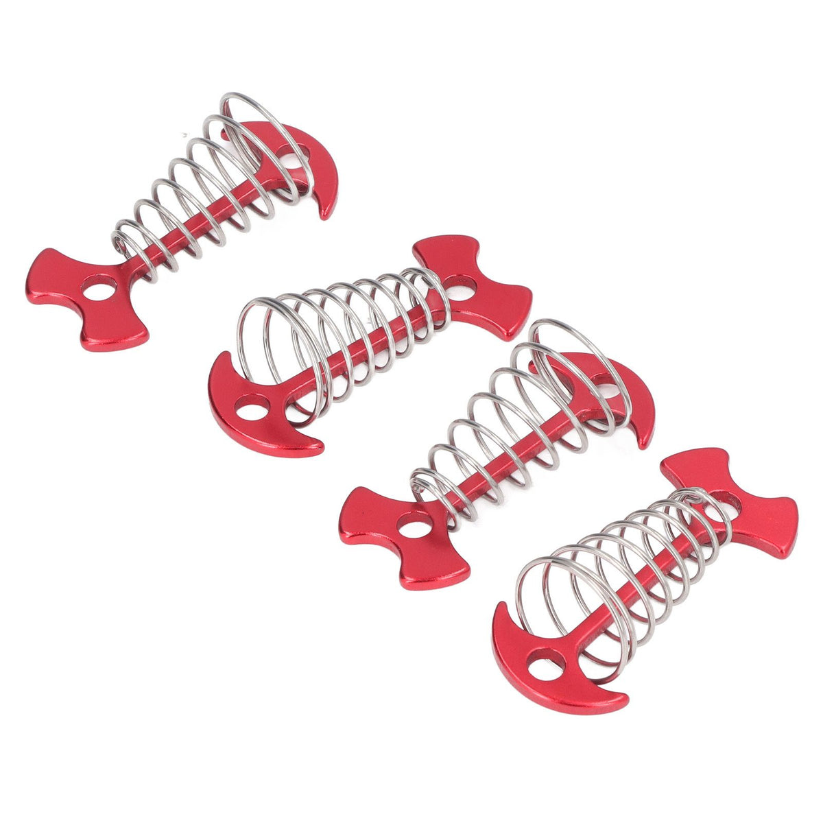 4pcs Fishbone Tent Nails Aluminum Alloy Stainless Steel Extended Plank Floor Canopy Stakes with Spring Red