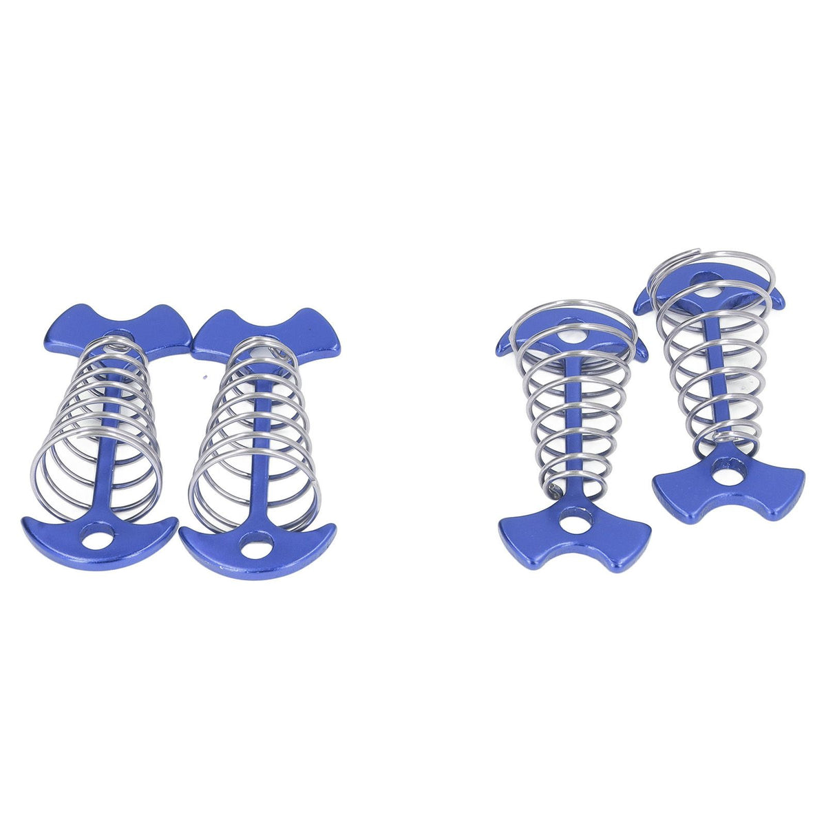 4pcs Fishbone Tent Nails Aluminum Alloy Stainless Steel Extended Plank Floor Canopy Stakes with Spring Blue