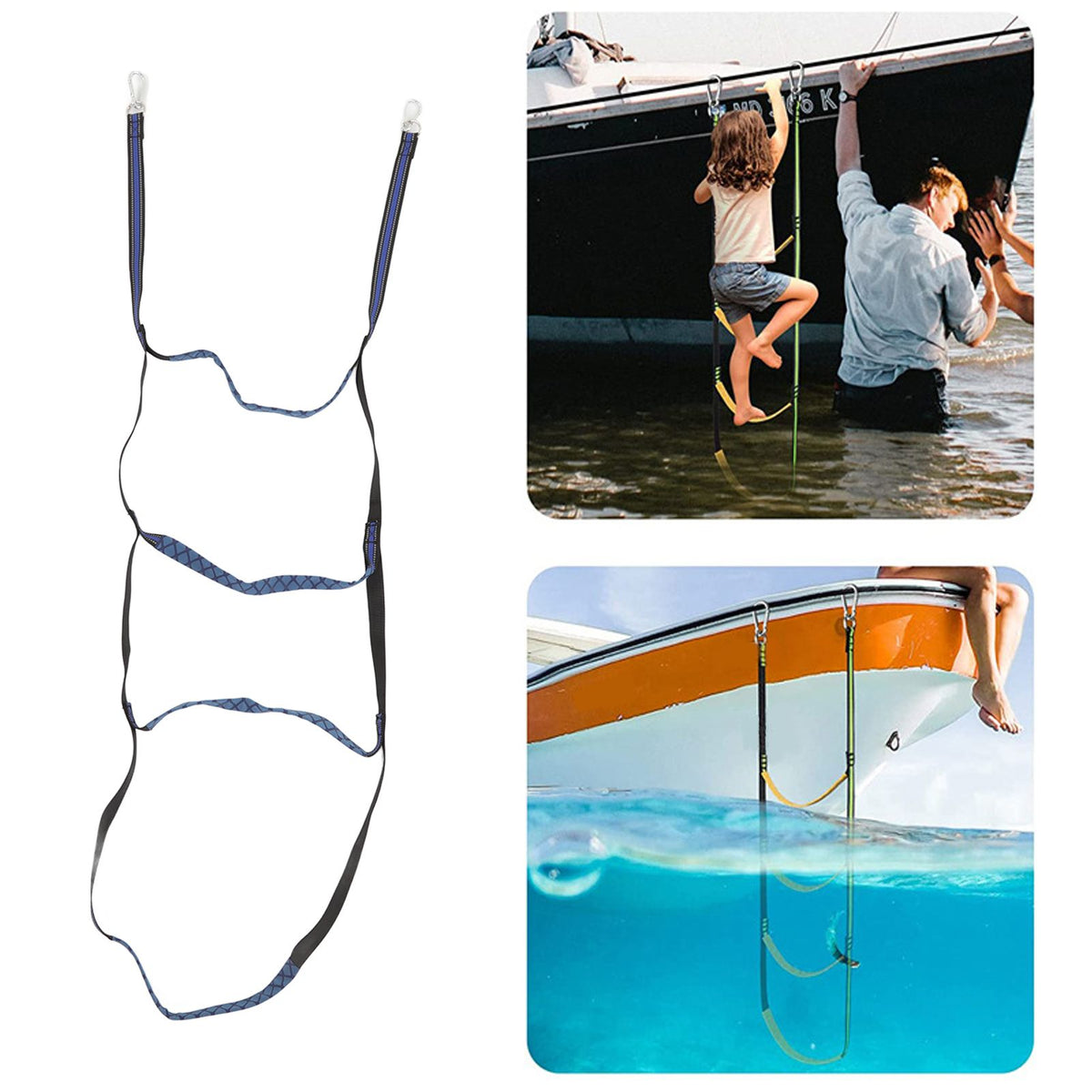 Boat Marine Rope Ladder Boarding Rope Ladder for Inflatable Boat Kayak Motorboat Canoeing Blue 4 Stairs