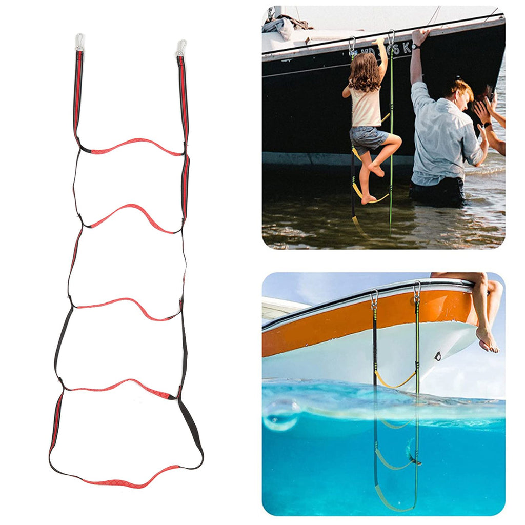 Boat Marine Rope Ladder Boarding Rope Ladder for Inflatable Boat Kayak Motorboat Canoeing Red 5 Stairs