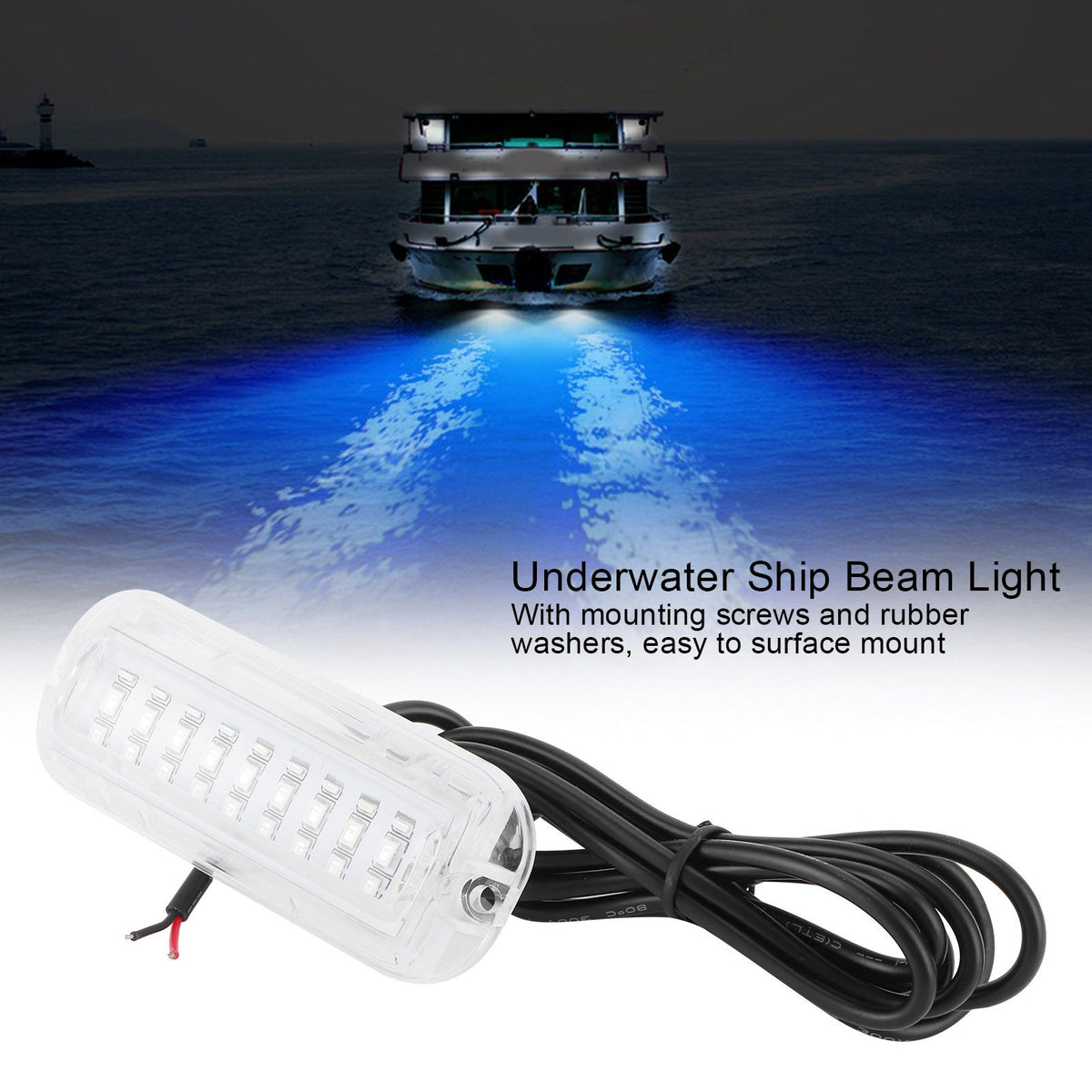 Underwater Ship Beam Light Stainless Steel 27LED Waterproof Marine Lamp 50W DC10-30V