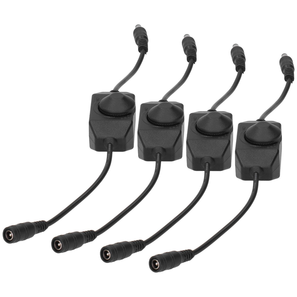4Pcs 12V LED Brightness Dimmer Lamp Stepless Dimming Knob Controller Accessory Black