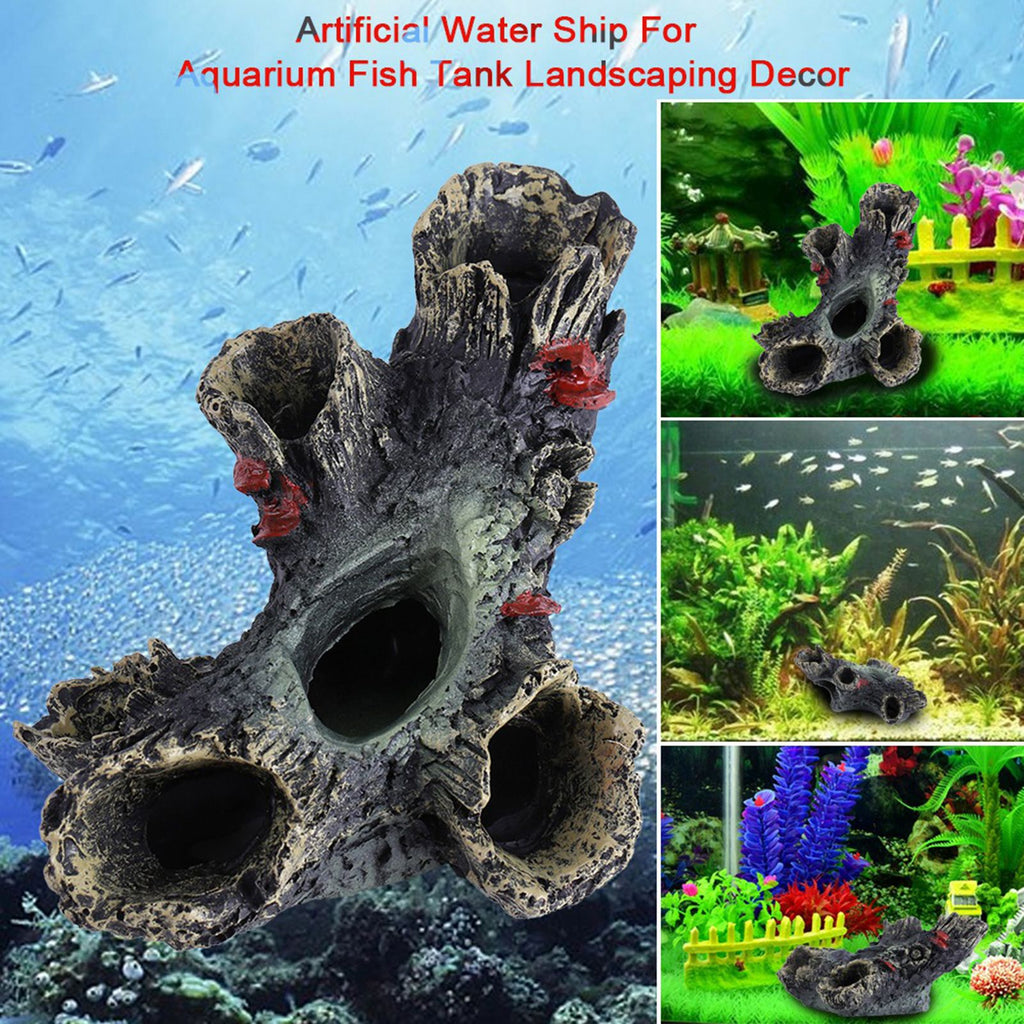 Artificial Resin Aqua Aquarium Dead Wood Fish To avoid Hole Tank Ornament Decor