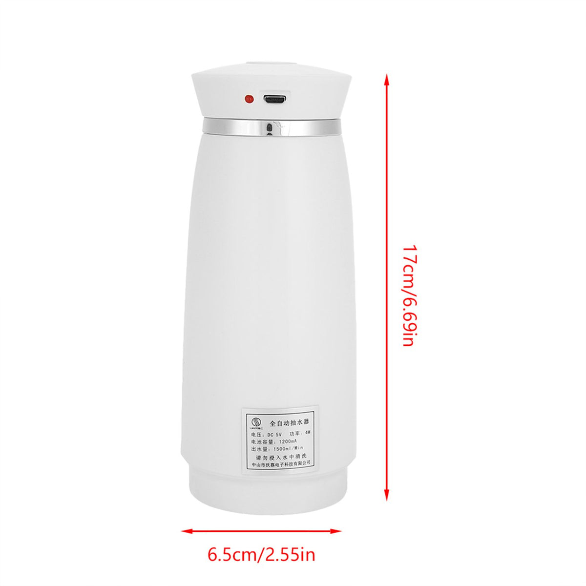 Portable USB Fast Charging Electric Automatic Bottle Drinking Water Pump Dispenser (White)